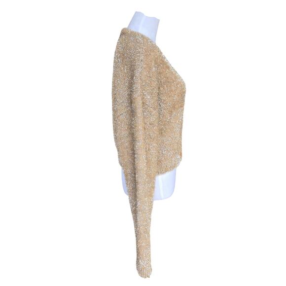 Forever 21 Metallic Fuzzy Knit Cropped Cardigan Sweater Sz L Y2K Glam/Partywear - Picture 7 of 9